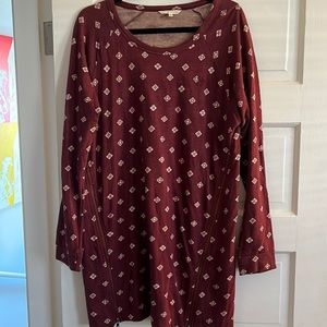 Obey Propaganda dark red/burgundy long sleeve mini dress with zips. Size Large.